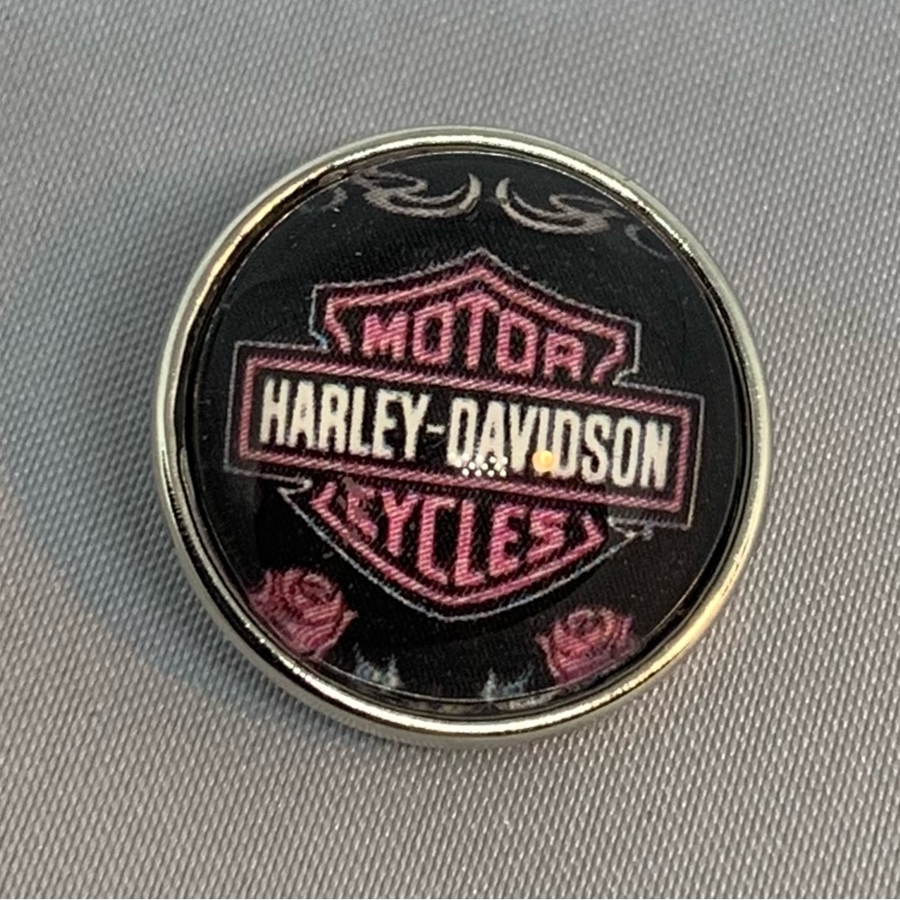 Harley Davidson Pink Rose Snap Button Charm